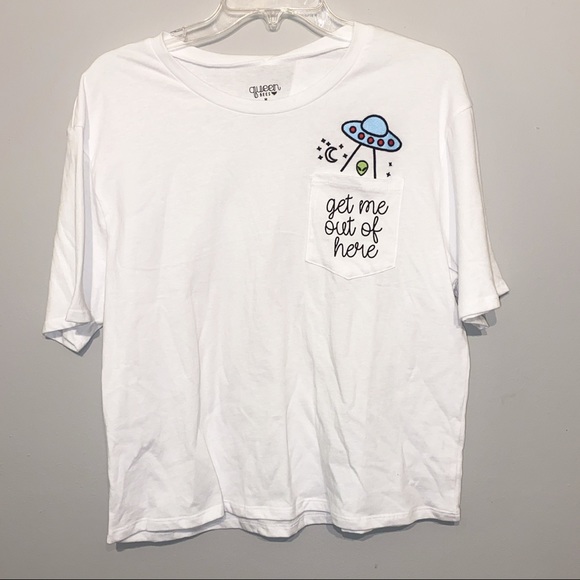queen bees Tops - Space & Aliens Graphic Tee White Size Medium